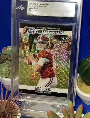 #1/1 Mac Jones Leaf  Wave Black Proof 1/1 1989 Pro-set 2021 Encased Patriots FS - Image 1 of 4