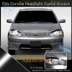 For 2003-2008 Toyota Corolla Headlight Eyelid Set Trim Decals - Gloss Vinyl - Picture 1 of 21
