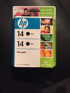 GENUINE HP 14 Twin pack black Printer Ink Cartridge 5/2009 FACTORY SEALED - Imagen 1 de 3