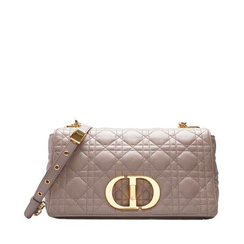Borsa a tracolla Christian Dior beige scuro Caro Medium
