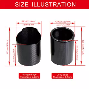Universal Exhaust Pipe Real Carbon Fiber Cover Exhaust Tip Muffler End Pipe - Picture 1 of 11