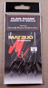 Fishing 1 Pack Of 6 Size #6 Black Chrome MATZUO Plain Shank Down Eye Snells - Picture 1 of 2