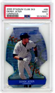 2000 Stadium Club DEREK JETER Yankees 3X3 LUMINOUS Die-Cut Insert 6B Mint PSA 9 - Picture 1 of 1