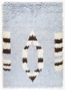 Flokati Teppich Orient Perser Rug Shaggy Zottel Blau Heidschnuckenwolle Design - Bild 1 von 1
