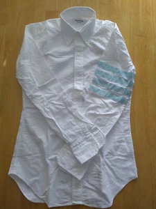 NWOT Thom Browne White Oxford Button Down Light Blue 4 Bar Grosgrain TB1 14.5-32 - Picture 1 of 7