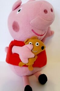 Bandai Peppa Pig Plush 7" 2003 Stuffed Animal Toy W/ Teddy Bear Nick Jr 