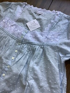 Eileen West Sleepwear Long Robe Size XS Cotton Lawn Woven Swiss Dot Light Blue - Picture 1 of 6