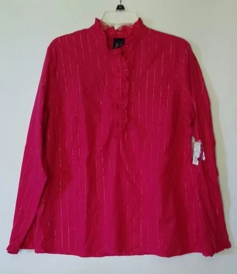 FADED GLORY LUREX SHIRT TUNIC PINK POSEY SIZE LARGE (12/14) NWT COTTON METALLIC - Image 1 of 4
