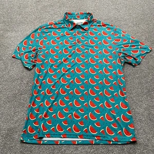 Royal & Awesome Polo Shirt XL Extra Large Blue Watermelon Funky Active Golf READ - Picture 1 of 9
