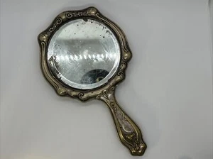 VTG Art Nouveau Victorian Intricate Silver Hand Mirror Lillies - Picture 1 of 12
