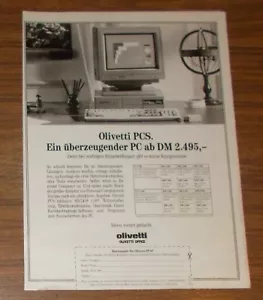 Seltene Werbung OLIVETTI PCS 86 PCS 296 Personal Computer 1990 - Picture 1 of 1