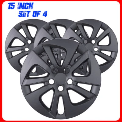 New 4 Matte Black 15" Hubcaps Snap On Wheel Covers Fits 2016-2022 Toyota Prius  - Image 1 of 4