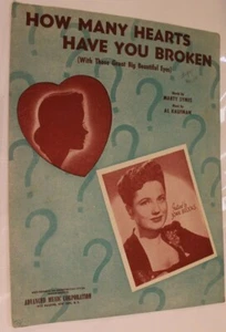 How Many Hearts Have You Broken Sheet Music Marty Symes Al Kaufman 1943 - Picture 1 of 2
