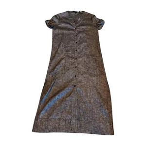 Theory Rolled Sleeve Shirt Dress Terra Wash Chambray Midi Size 8 - Picture 1 of 3