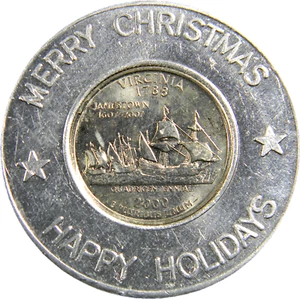 Virginia, 2000-D Merry Christmas Encased Quarter Token (02402) - Picture 1 of 2