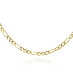 Collar de cadena Figaro hueca de oro real de 10K de 2 mm 16"-26" - Imagen 1 de 8