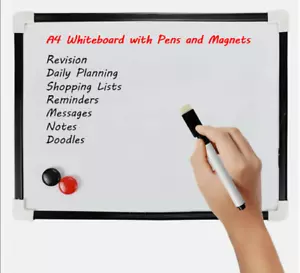 A4 Magnetic White Board - Portable Memo Notice board with Magnets Pen and Eraser - Picture 1 of 5