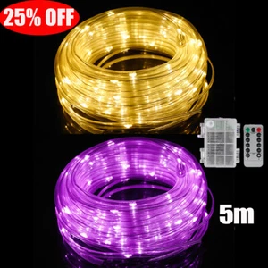 Battery Rope Lights Outdoor Tube Fairy String Lights Waterproof Garden Decor - Picture 1 of 14