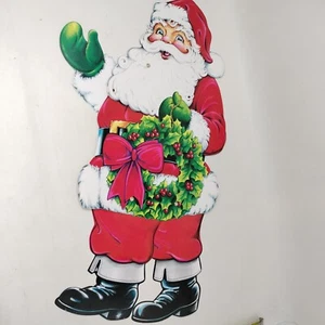 Vintage 1991 Pfeife groß 24" gelenkiger Weihnachtsmann gestanzt Wanddekor bewegliche Arme *LESEN* - Bild 1 von 17