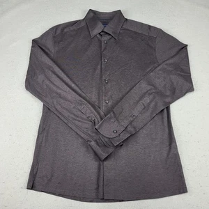 Eton Dress Shirt Mens Large Charcoal Gray Long Sleeve Button Front Jersey Knit - Picture 1 of 11