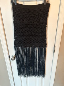 Mini Vestido Zara Negro Flecos Talla Mediana Nuevo Con Etiquetas - Imagen 1 de 9