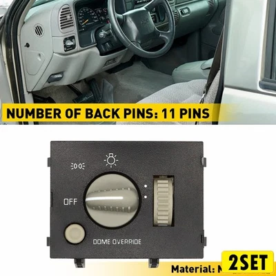 Conjunto de 2 interruptores de farol para 95-99 Chevy TRUCK SUV C1500 C2500 C3500 K1500 15047634 - Imagem 1 de 4
