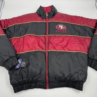 Vintage San Francisco Reversible 49ers Pro Player Puffer Jacket NFL Football L - Image 1 of 4