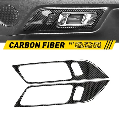 2pcs/set Interior Trim Door Handle Cover Carbon fiber For Ford Mustang 2015-2024 Foto 1 de 4