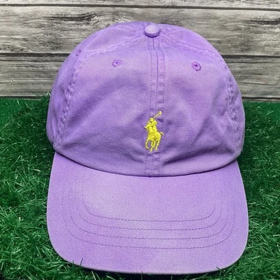 Gorra de béisbol vintage Polo Ralph Lauren púrpura correa de cuero ajustable Foto 1 de 4