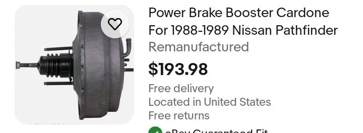 Nissan Pathfinder XE 1989 refuerzo de freno refuerzo de freno Foto 1 de 1