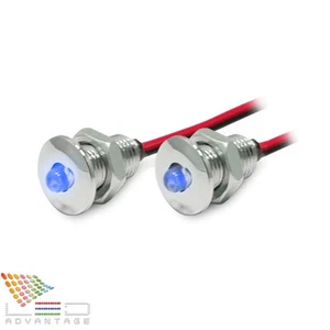 2 X 12V BLUE LED COURTESY ACCENT COMPACT MINI PILOT LIGHTS - BOAT/CARAVAN/YACHT - Picture 1 of 5