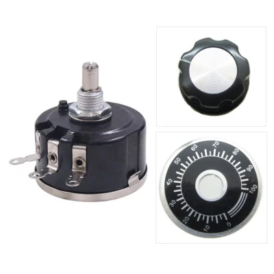 Rotary Potentiometer 5W Linear Wirewound High Power Pot + Knob Dial 100-47k Ohms - Image 1 of 4