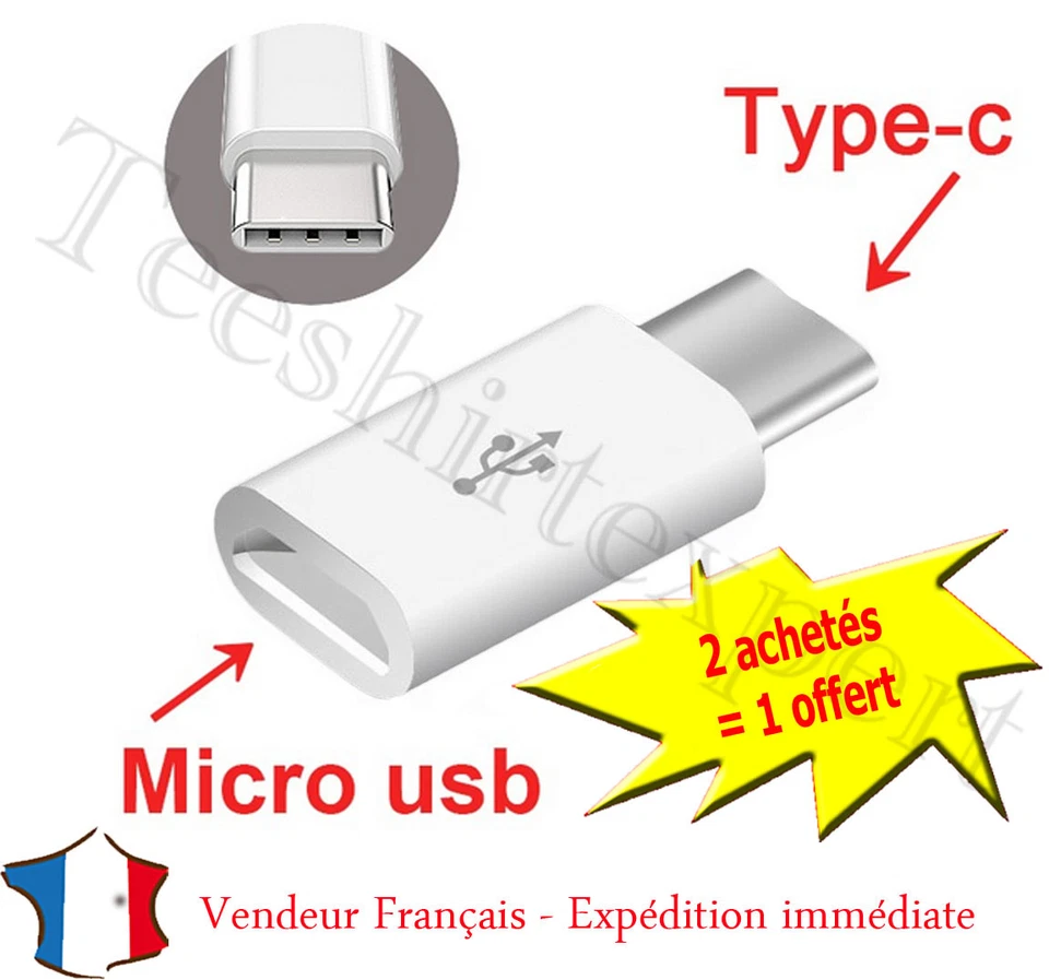 ADAPTATEUR Micro USB 3.1 Type C connecteur Blanc pour MacBook Google Chromebook - Photo 1/1