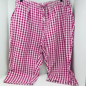 Woman Within Größe 30 W Capri Stretch Taille kariert rosa und weiß Pull On - Bild 1 von 8