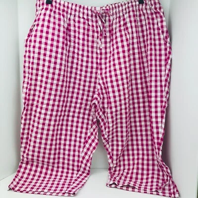 Woman Within Size 30 W Capri Stretch Waist Check Pink And White Pull On - Image 1 of 4