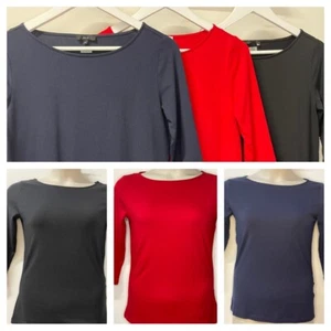 C&A Ladies Slash Neck Plain T Shirt Top 3 Colours Sizes XS-XL Brand New - Picture 1 of 5