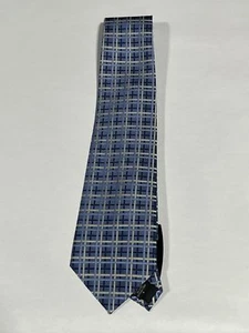 Mens Geoffrey Beene Blue Plaid Yellow Tie Pure Silk NEW - Picture 1 of 4