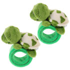 2 Pcs Tortoise Slap Bracelet Plush Wristband Turtle Snap Ring