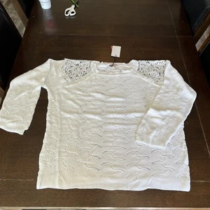 Andree by Unit 3XL Long Sleeve White Sweater  - Picture 1 of 8