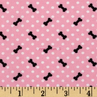 BTY High Style Bones Polka Dots Pink Cotton Fabric By The Yard - Image 1 of 2