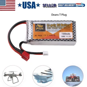 11.1V 1500mAh 3S LiPo Battery 100C T Plug for RC Car Airplane Helicopter Truck - Picture 1 of 7