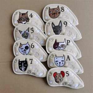 Fundas para cabeza de hierro de golf para gatos fundas para cabeza de hierro de cuero caqui 4-9PAS - Imagen 1 de 8