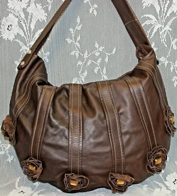 RENATO ANGI, Italia, Hobo de cuero con guante marrón, cartera, bolso de hombro, cartera - nuevo sin etiquetas Foto 1 de 4