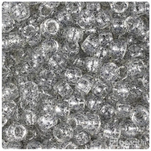 BeadTin Crystal Black Sparkle 9mm Barrel Pony Beads (500pcs) - Picture 1 of 2