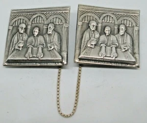 Bar Mizwa Talith Clip mit dem jungen Mann, der die Tora liest Sein Rabbi & Vater - Bild 1 von 4