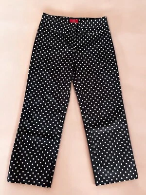 Pantalones al tobillo Oscar de la Renta para mujer blanco marino a lunares talla 4 usados en excelente estado Foto 1 de 4