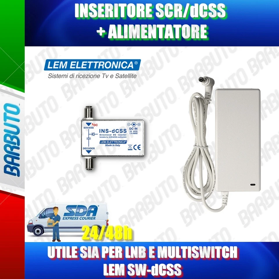 LEM ELETTRONICA ALIMENTATORE dCSS + INSERITORE UTILE SIA PER LNB E MULTISWITCH LEM SW-dCSS