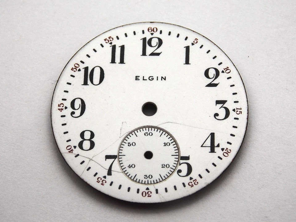 Marcador numérico 28,96 mm esfera de reloj Elgin para relojes de bolsillo blanco vintage antiguo Foto 1 de 1