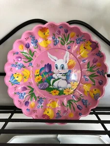 Vintage Plastic Easter Bunny Rabbit Treat Dish Bowl Covered  Container Set CUTE! - Picture 1 of 3
