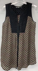 Blusa Daniel Rainn Talla Pequeña S Negra Encaje Geométrico Sin Mangas Top Carrera - Imagen 1 de 5